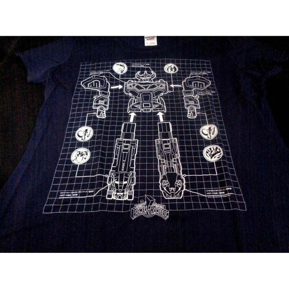 Power Rangers Megazord Blueprint Women's T-Shirt SIze L Loot Crate Exclusive NEW